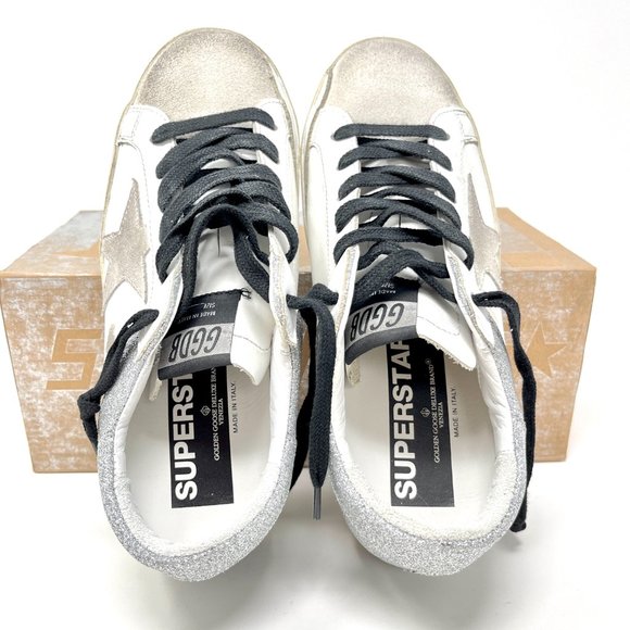 Golden Goose Superstar Silver Glitter Leather Sneakers Size 36 US 6 - Picture 7 of 11